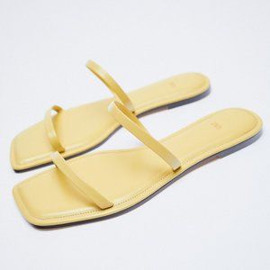 SQUARE TOE SLIDE SANDAL YELLOW ZARA